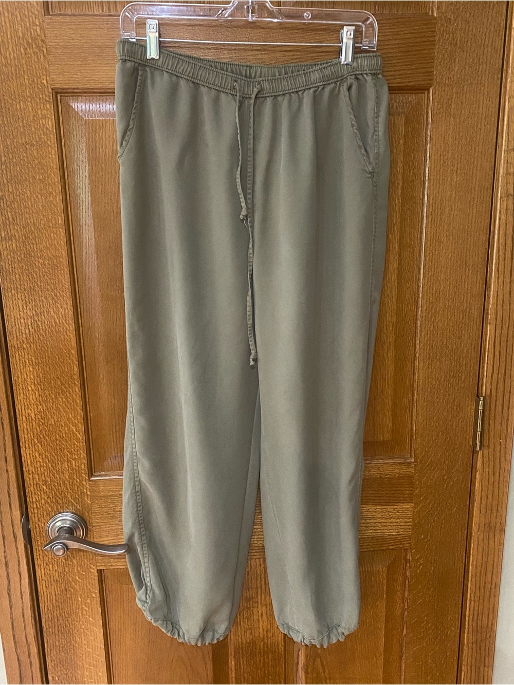 Nicole Miller Olive Green Drawstring Jogger Pants
